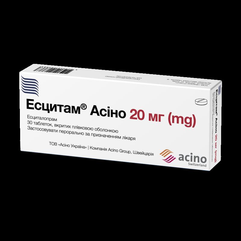 ЕСЦИТАМ® АСІНО таблетки, вкриті плівковою оболонкою, по 20 мг №30